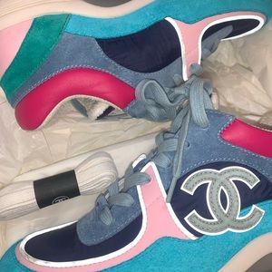 CHANEL Multicolor Sneakers - Blue, Pink, Green